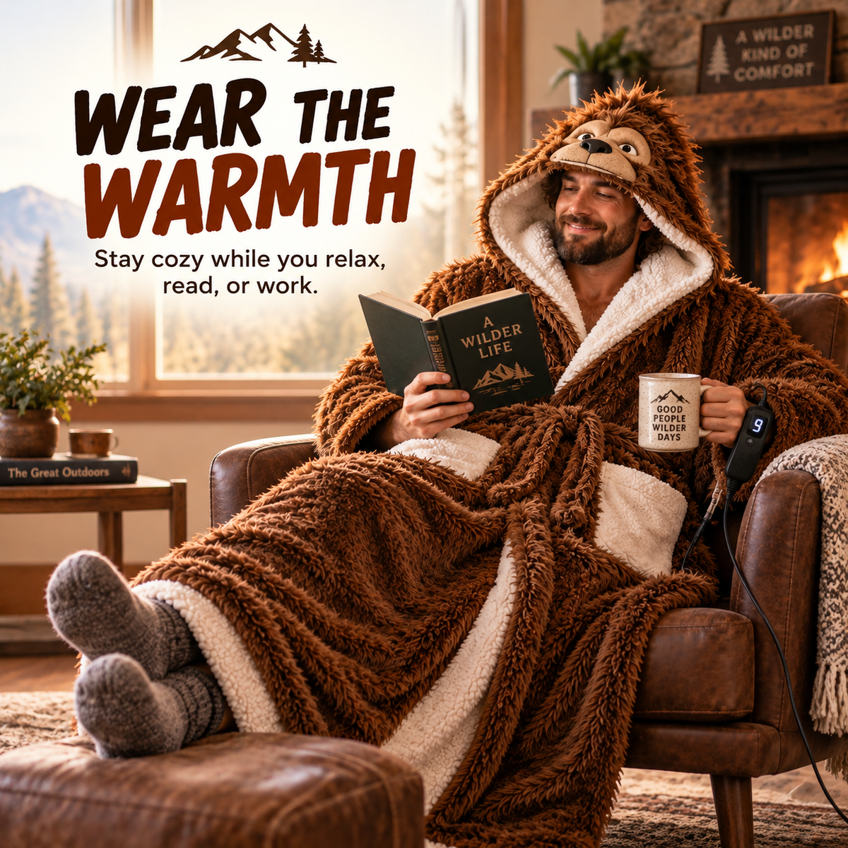 🦍 Bigfoot Heated Wearable Blanket Robe | 8 Heat Levels & Cozy Sherpa Lining
