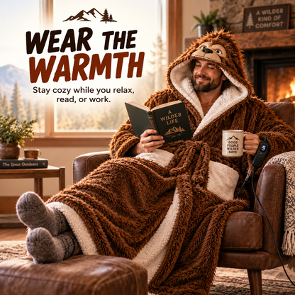 🦍 Bigfoot Heated Wearable Blanket Robe | 8 Heat Levels & Cozy Sherpa Lining