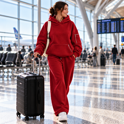✈️ Women's Travel Hoodie – Built-In Sleep Mask & Hidden Zipper Pockets 😴