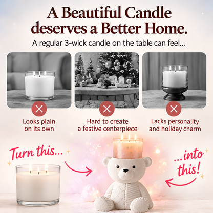🧸 Holiday Bear 3-Wick Candle Pedestal | Knit-Inspired Christmas Décor🎁