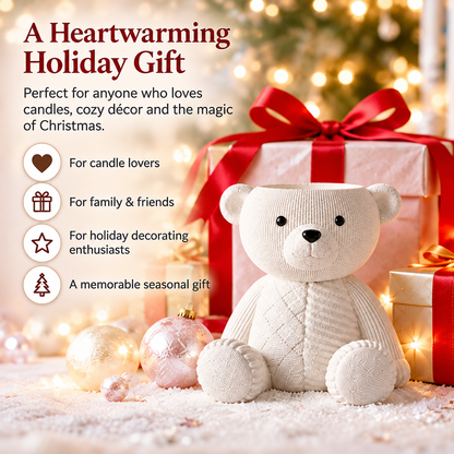 🧸 Holiday Bear 3-Wick Candle Pedestal | Knit-Inspired Christmas Décor🎁