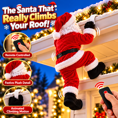 🎁🎅🎄 Remote-Controlled Climbing Santa™ – Animated Christmas Roof & Gutter Hanging Decoration | Watch Santa Try to Climb Your Roof!