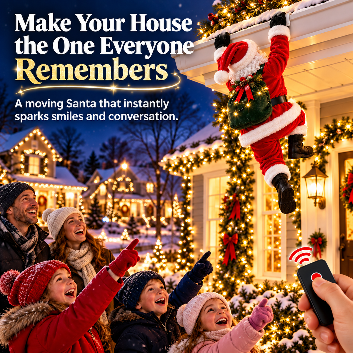 🎁🎅🎄 Remote-Controlled Climbing Santa™ – Animated Christmas Roof & Gutter Hanging Decoration | Watch Santa Try to Climb Your Roof!