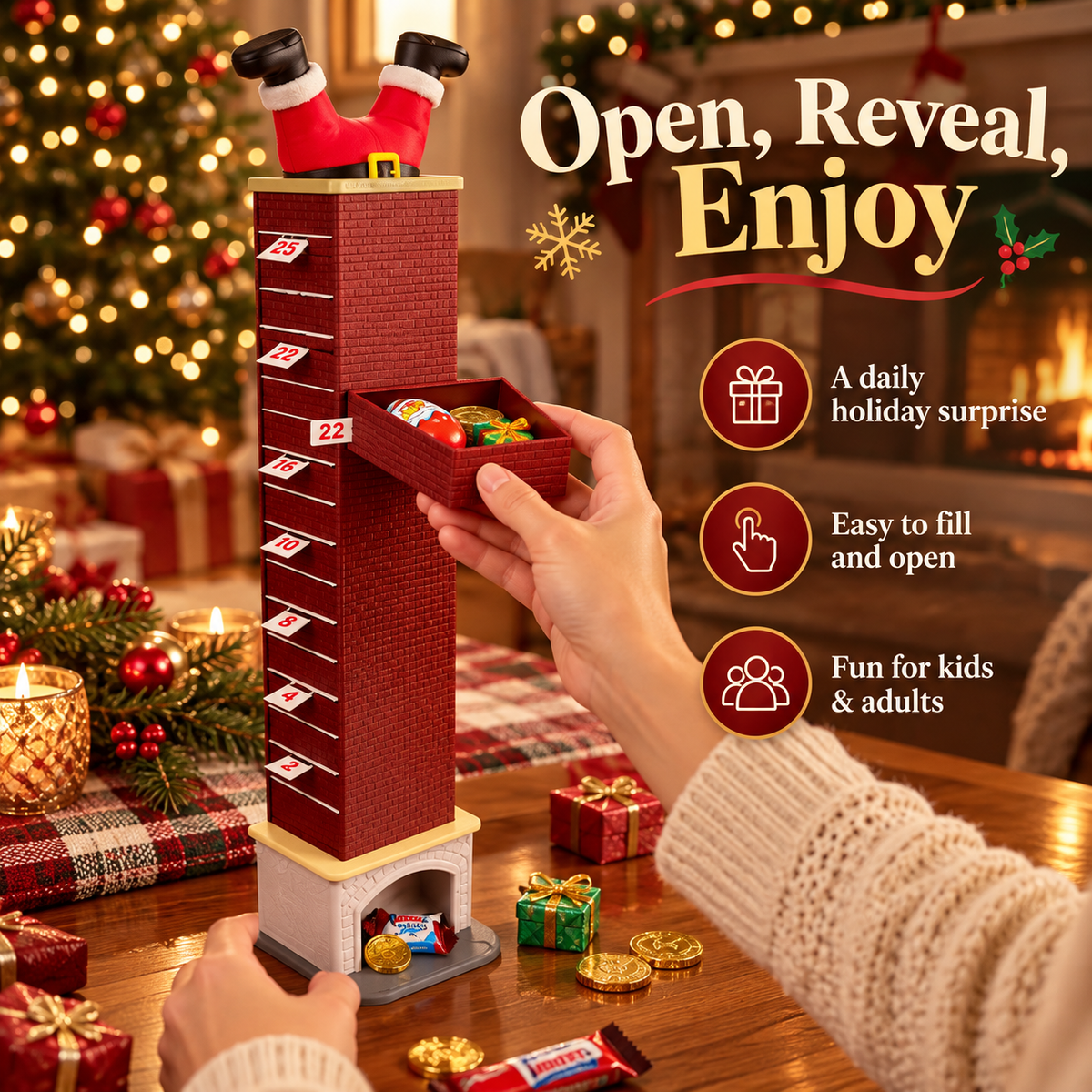 🎅 Christmas Chimney Advent Calendar – 25-Day Candy Surprise Countdown 🎄