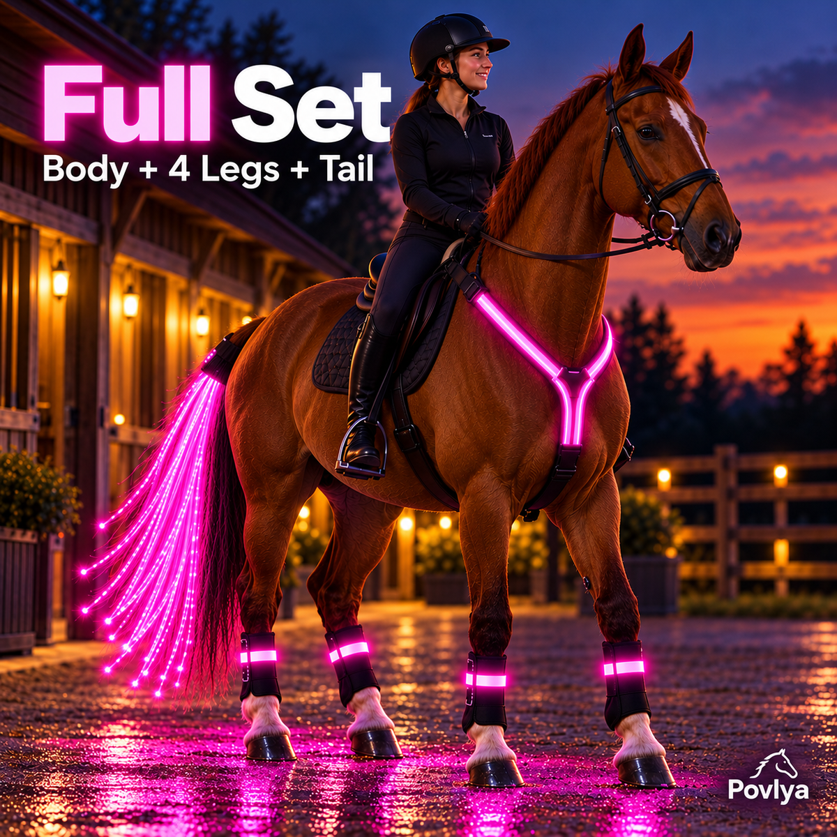 🐴 LED Horse Light Set – Glowing Chest, Leg & Tail Accessories✨