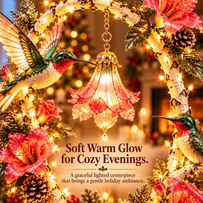 🐦 Hummingbird Garden Glow Tree – Light-Up Floral Christmas Decor for Bird Lovers