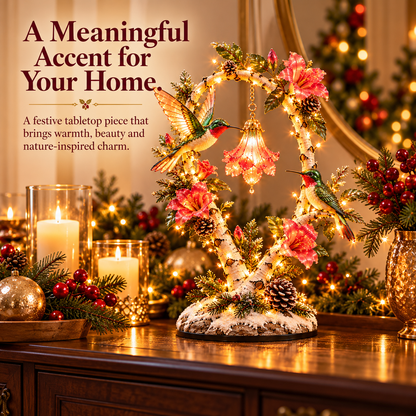 🐦 Hummingbird Garden Glow Tree – Light-Up Floral Christmas Decor for Bird Lovers