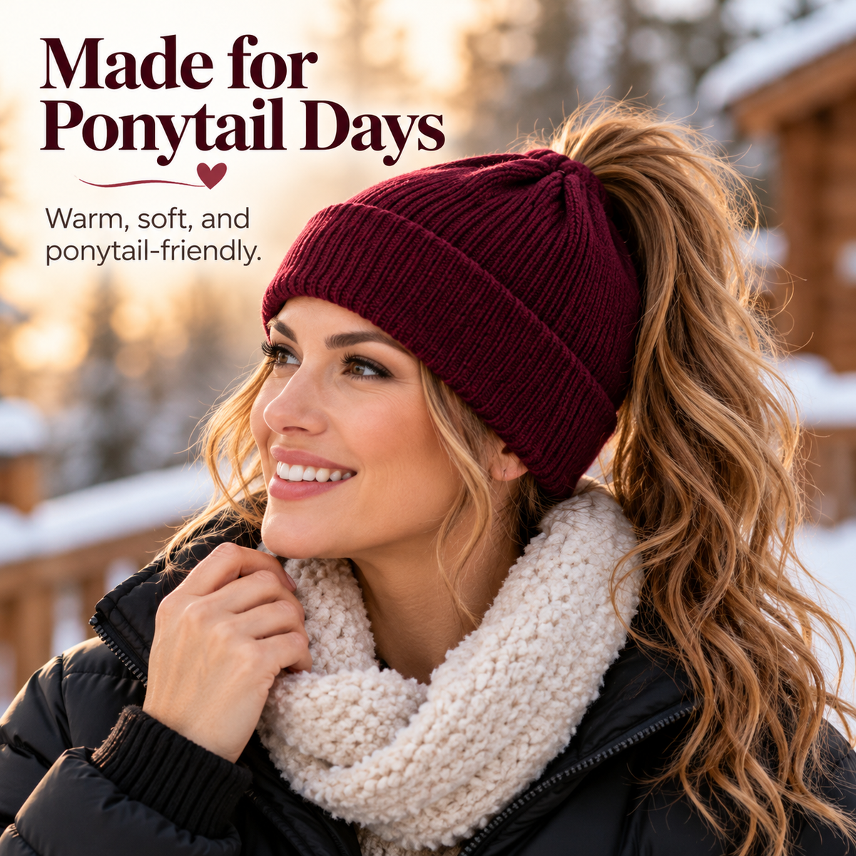 🔥2-in-1-ponytail-beanie-hat-hidden – Hidden Magnetic Closure, No-Zip Winter Knit Hat ❄️
