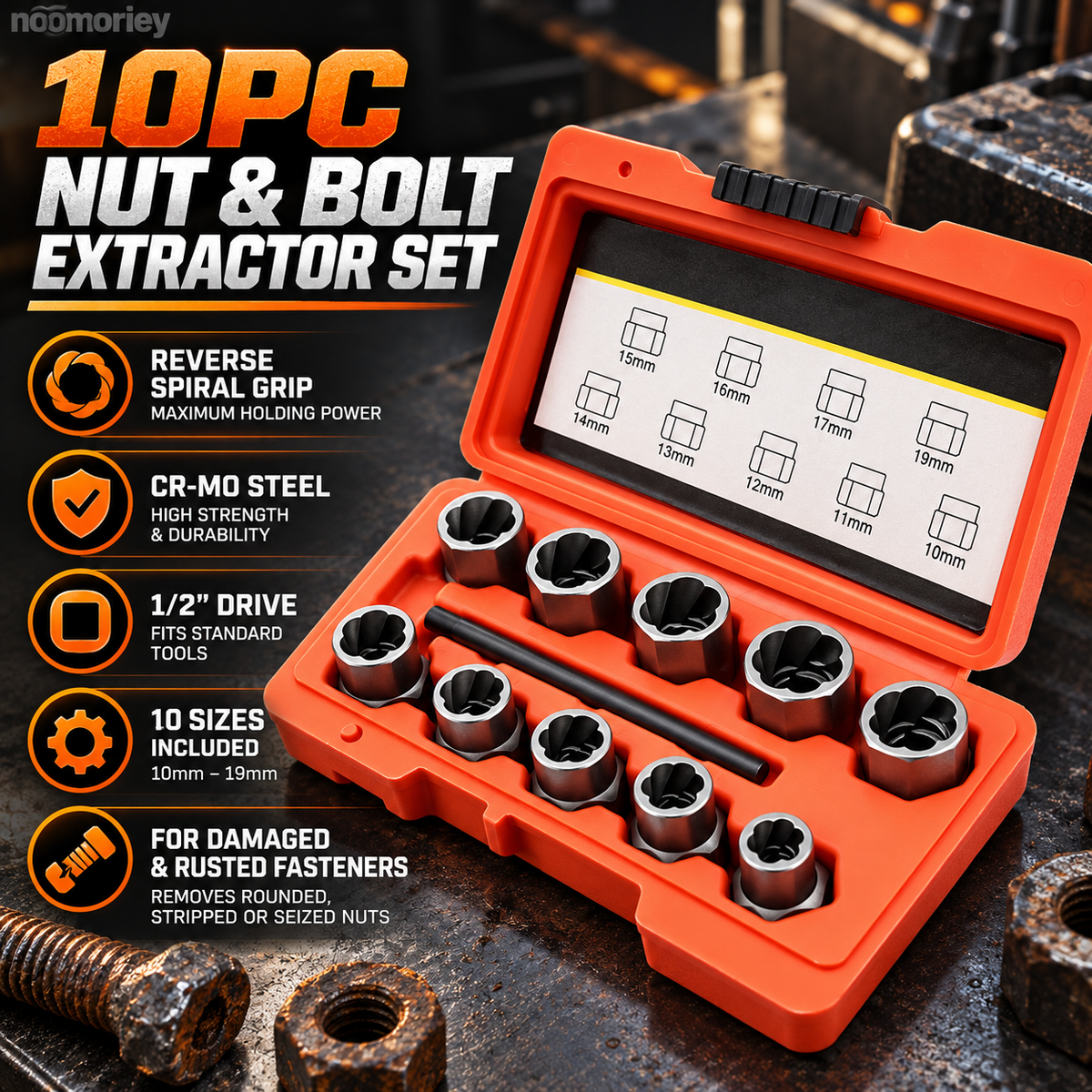 🛠️10-Piece Screw Extractor Set – Remove Stripped, Broken & Stuck Bolts with Ease