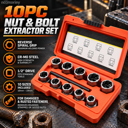 🛠️10-Piece Screw Extractor Set – Remove Stripped, Broken & Stuck Bolts with Ease
