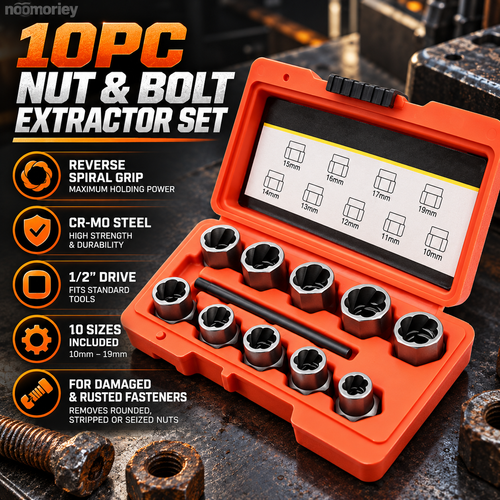 🛠️10-Piece Screw Extractor Set – Remove Stripped, Broken & Stuck Bolts with Ease