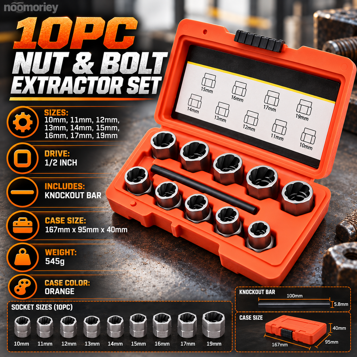 🛠️10-Piece Screw Extractor Set – Remove Stripped, Broken & Stuck Bolts with Ease