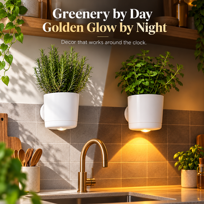🌿 LED Wall Planter with Warm Ambient Light – Modern Space-Saving Indoor Plant Holder