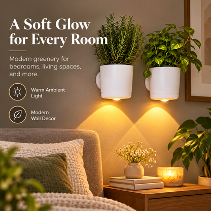 🌿 LED Wall Planter with Warm Ambient Light – Modern Space-Saving Indoor Plant Holder