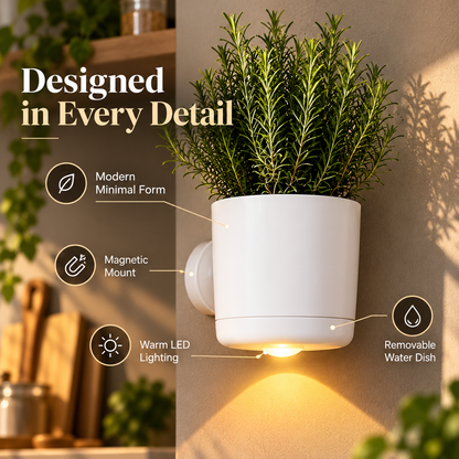 🌿 LED Wall Planter with Warm Ambient Light – Modern Space-Saving Indoor Plant Holder