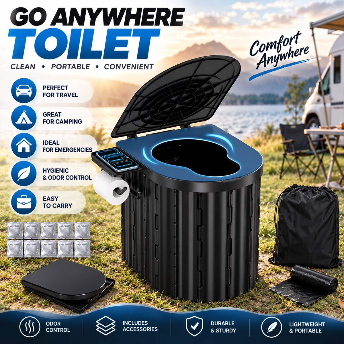 Portable Folding Toilet for Small Boats