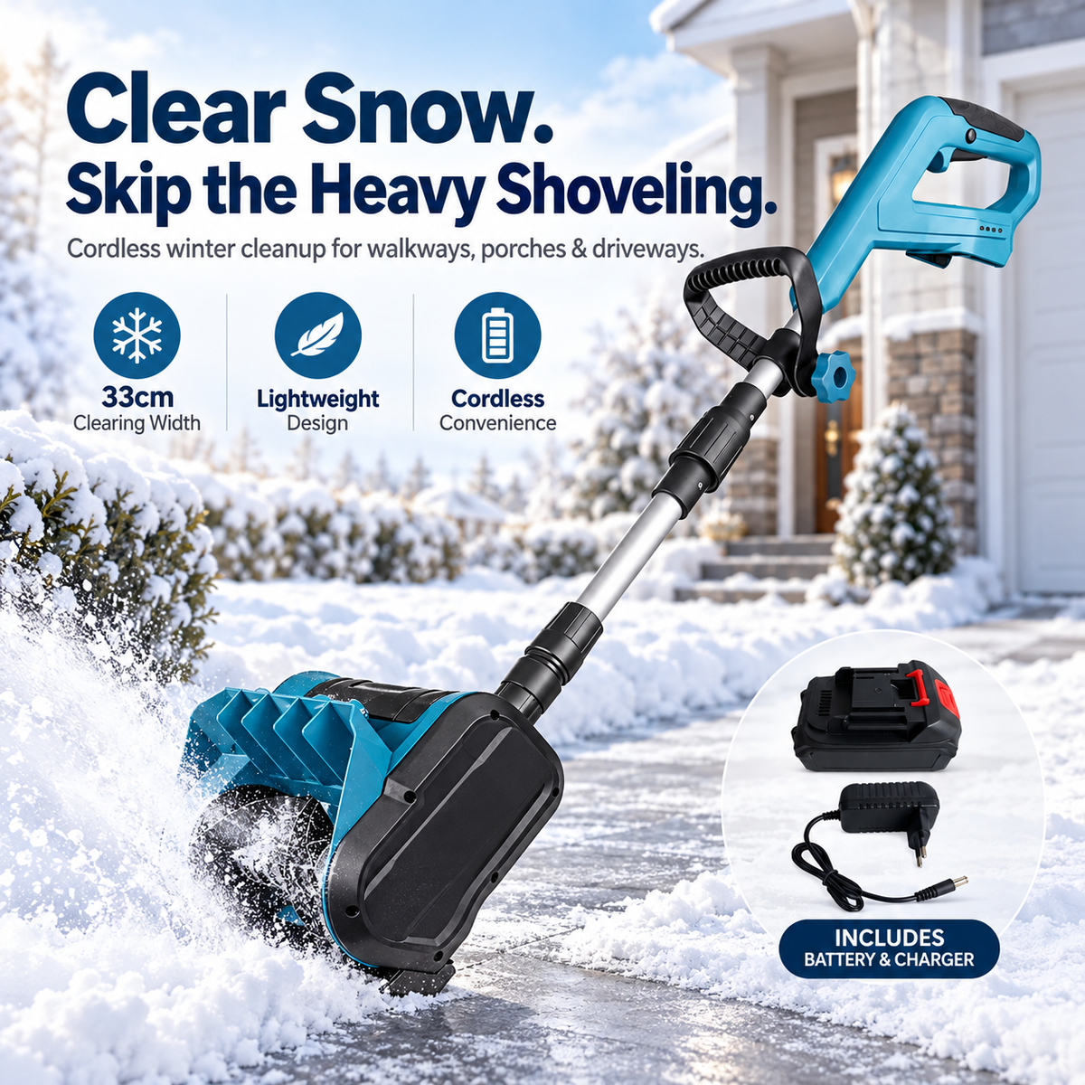 ❄️ Cordless Snow Sweeper – Clear Snow Without the Heavy Shoveling