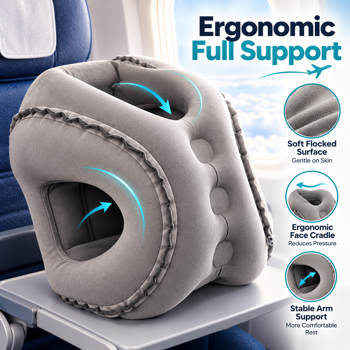 😴Inflatable Airplane Sleep Pillow – Sleep Better on Every Flight