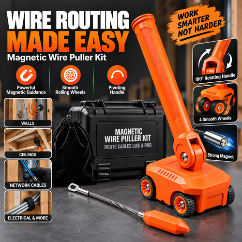 🧲 Magnetic Wire Puller Kit, Dual Purpose Cable Fishing Tool & Stud Finder
