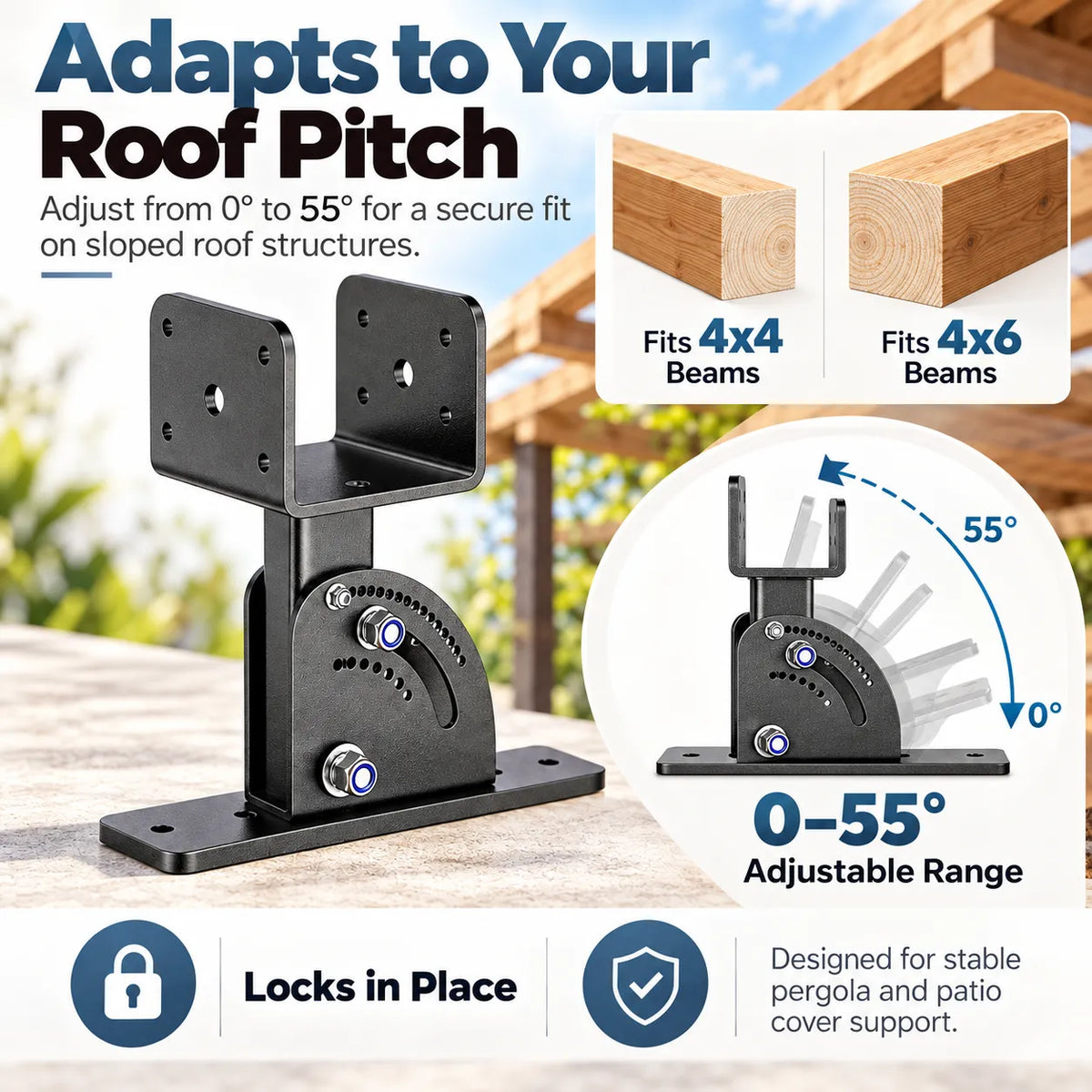 🏠Adjustable Roof Riser Brackets for Pergola & Outdoor Structures