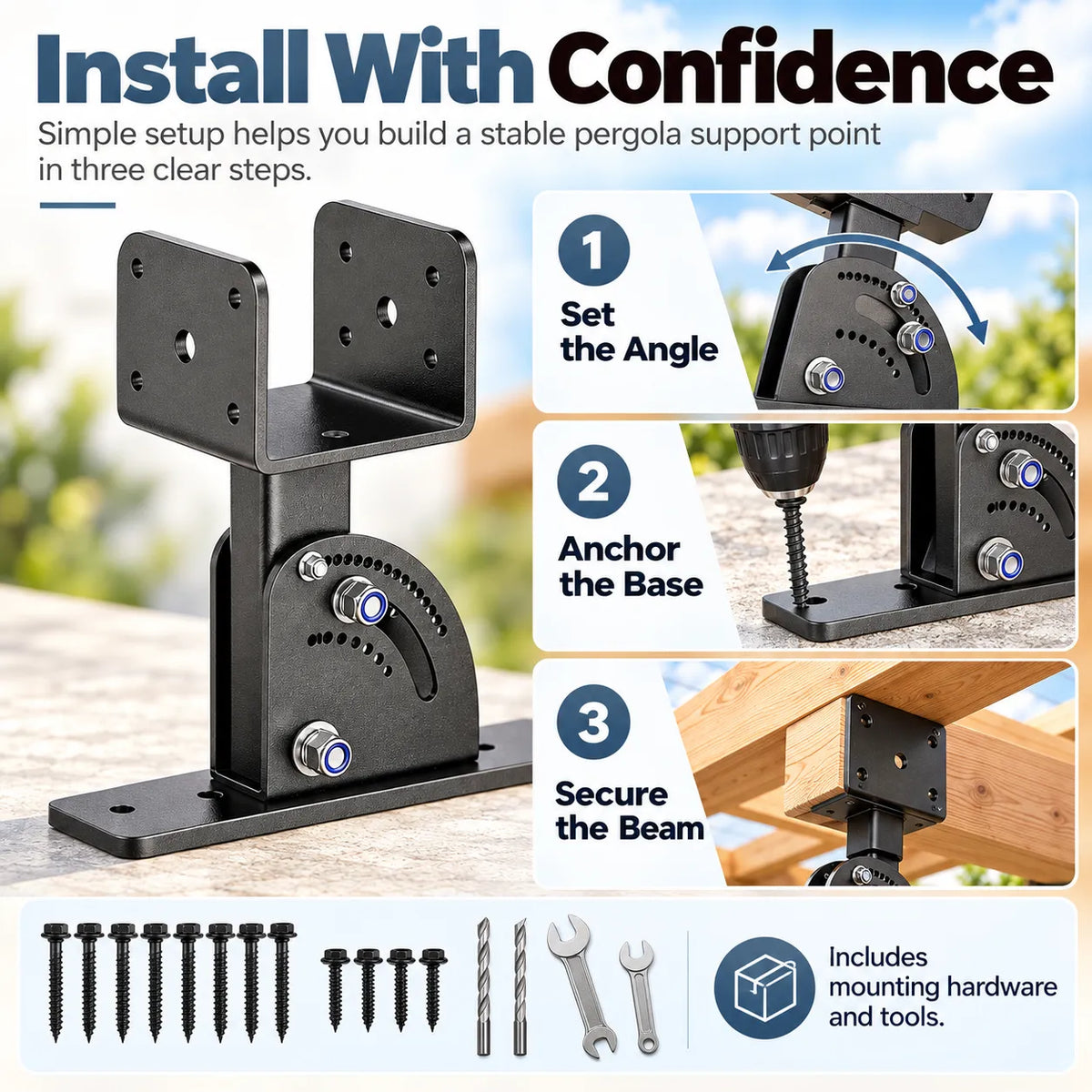 🏠Adjustable Roof Riser Brackets for Pergola & Outdoor Structures