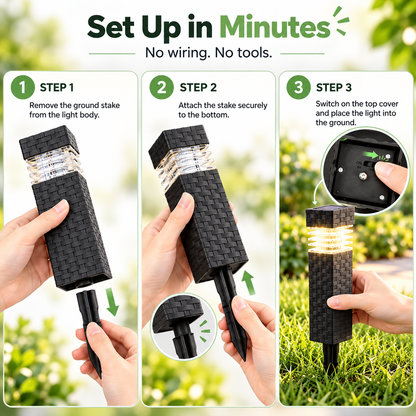 🌞 Solar Garden Pathway Lights – No Wires, Automatic Night Glow ✨