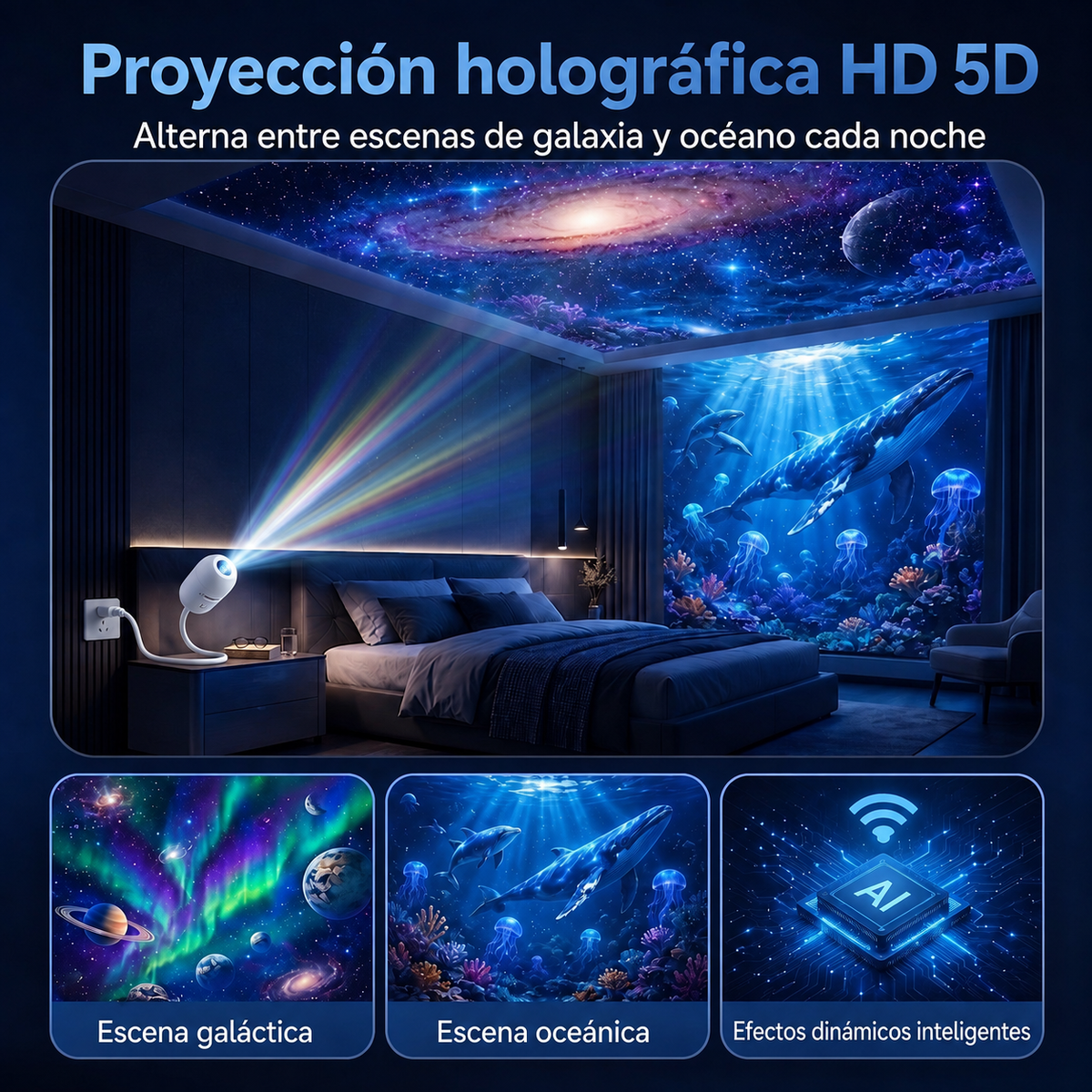 🌈🌹 New Generation HD Smart Dynamic 5D Holographic Night Light Projector 🌹