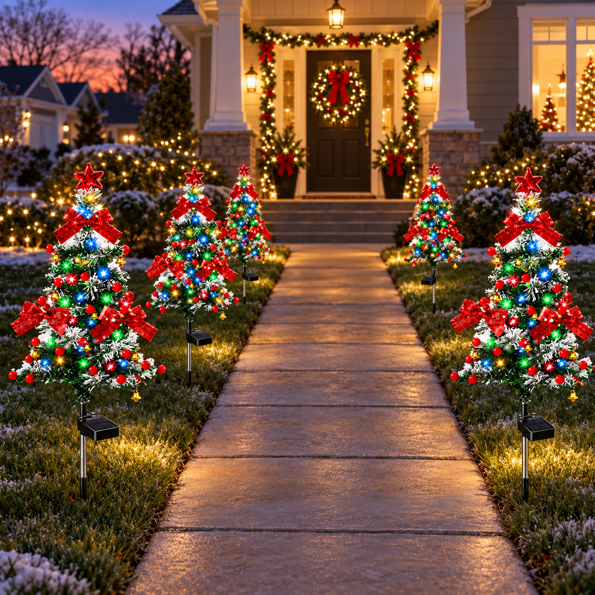 🎄 2-Pack Solar Christmas Tree Lights – Outdoor Pathway Holiday Decor