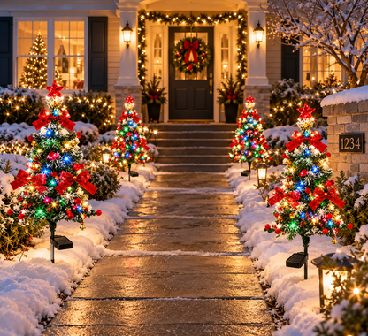 🎄 2-Pack Solar Christmas Tree Lights – Outdoor Pathway Holiday Decor