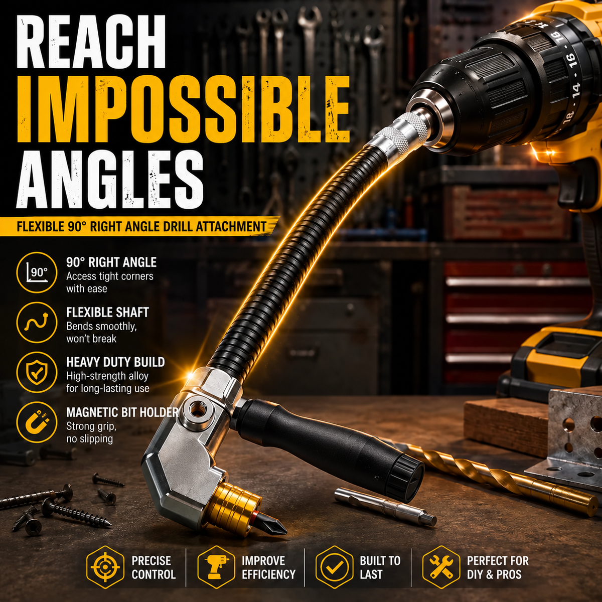 🔥Flexible Shaft Right Angle Drill Adapter Kit🔧