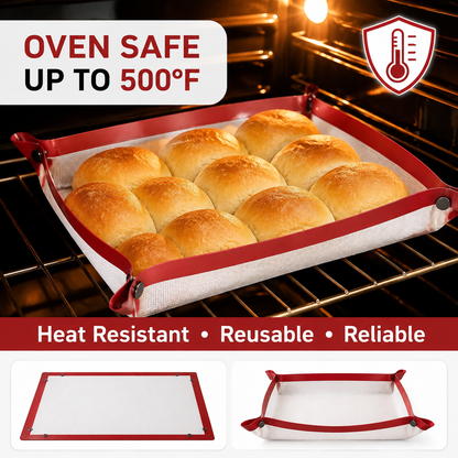 🥧 2-in-1 Silicone Baking Mat with Snap-Up Edges – Reusable Nonstick Oven Liner