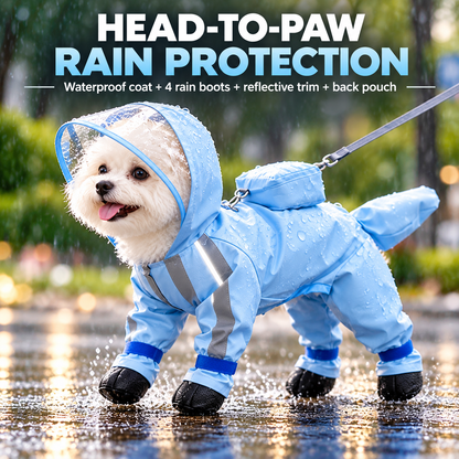 🌧️Small Dog Raincoat and Rain Shoes Set🎒