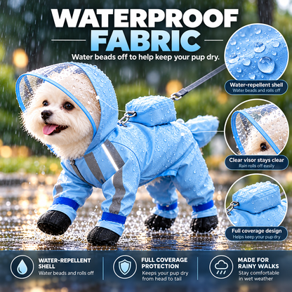 🌧️Small Dog Raincoat and Rain Shoes Set🎒