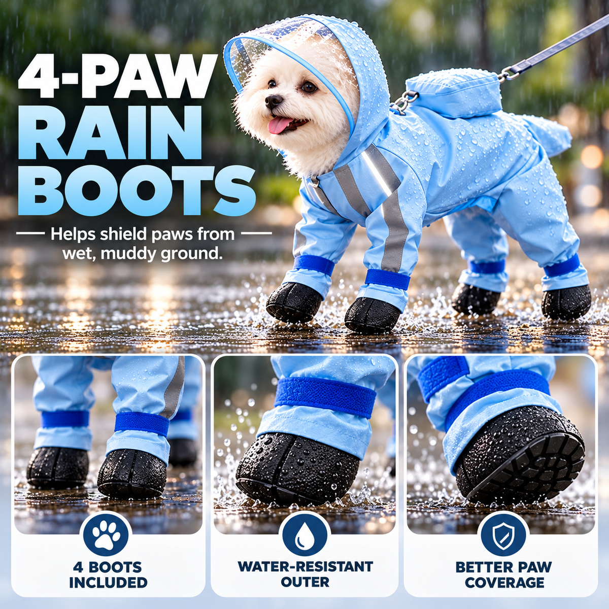 🌧️Small Dog Raincoat and Rain Shoes Set🎒
