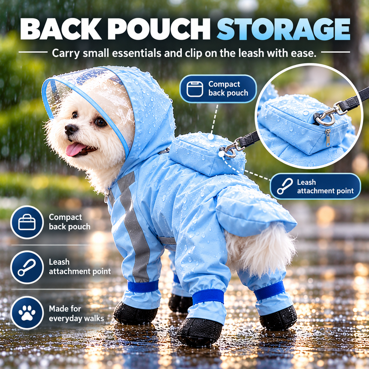 🌧️Small Dog Raincoat and Rain Shoes Set🎒