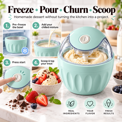 🍦 Mini Homemade Ice Cream Maker – Compact One-Touch Frozen Dessert Machine