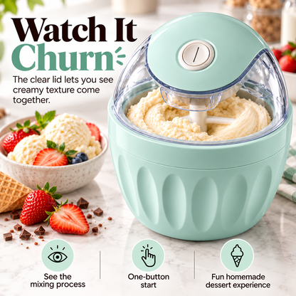 🍦 Mini Homemade Ice Cream Maker – Compact One-Touch Frozen Dessert Machine
