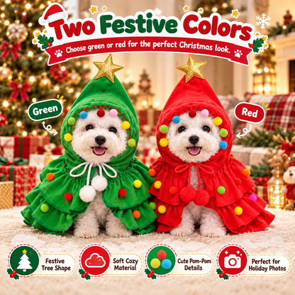 🎄 Christmas Tree Pet Costume for Small Dogs
