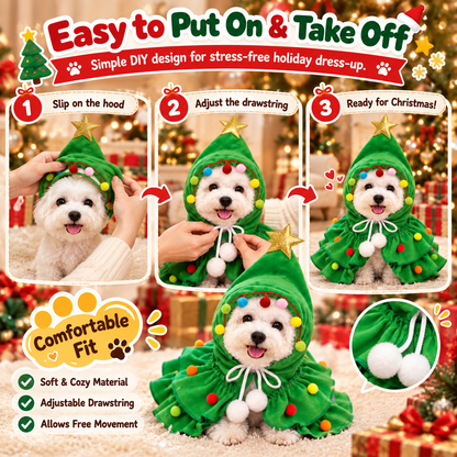 🎄 Christmas Tree Pet Costume for Small Dogs