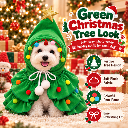 🎄 Christmas Tree Pet Costume for Small Dogs