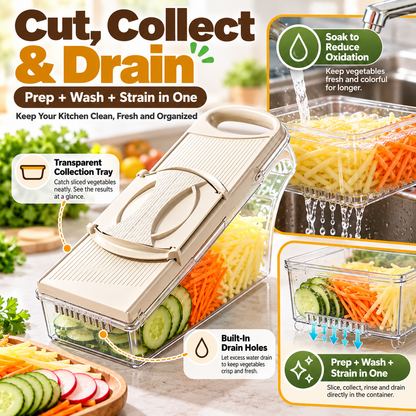🥕Vegetable Mandoline Slicer with Safe Hand Guard, One-Click Blade Switch