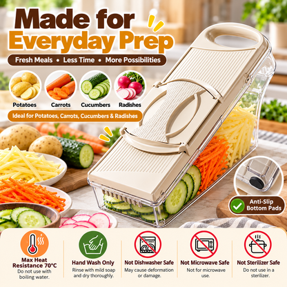 🥕Vegetable Mandoline Slicer with Safe Hand Guard, One-Click Blade Switch