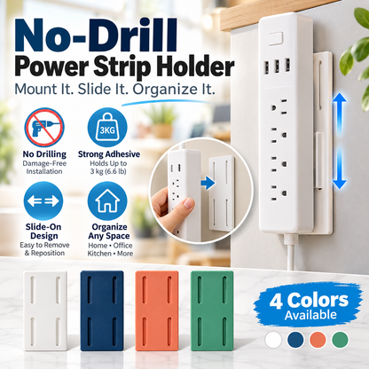 10 Counts Punch-FreePower Strip Holder - Peel,Stick & Organize