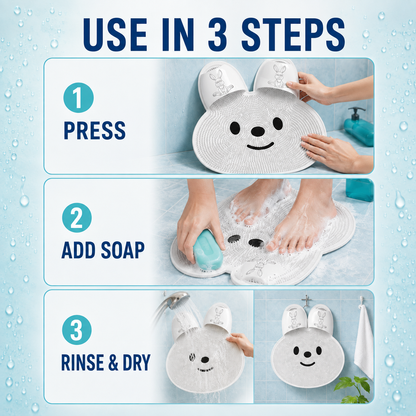 Hands-Free Bunny Shower Foot Scrubber Mat