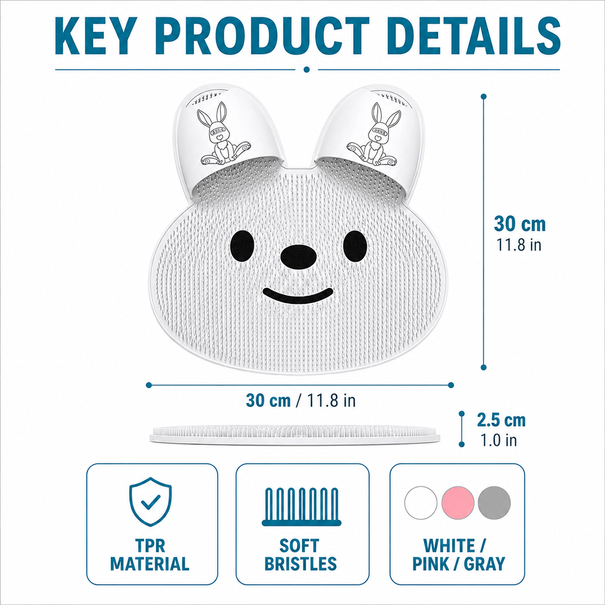 Hands-Free Bunny Shower Foot Scrubber Mat
