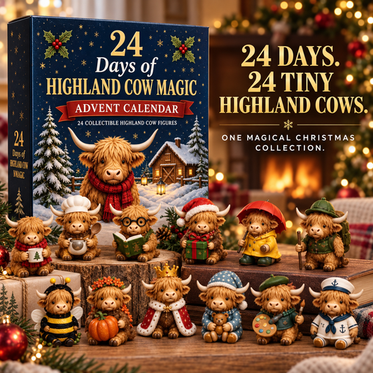 ❤️🐮 24-Day Highland Cow Advent Calendar – 24 Mini Collectible Surprises