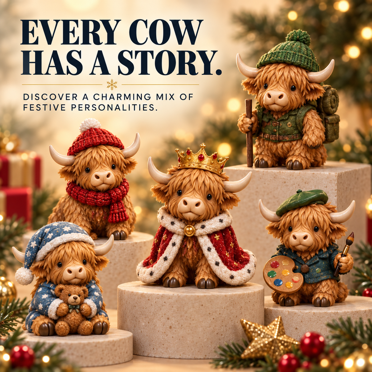 ❤️🐮 24-Day Highland Cow Advent Calendar – 24 Mini Collectible Surprises