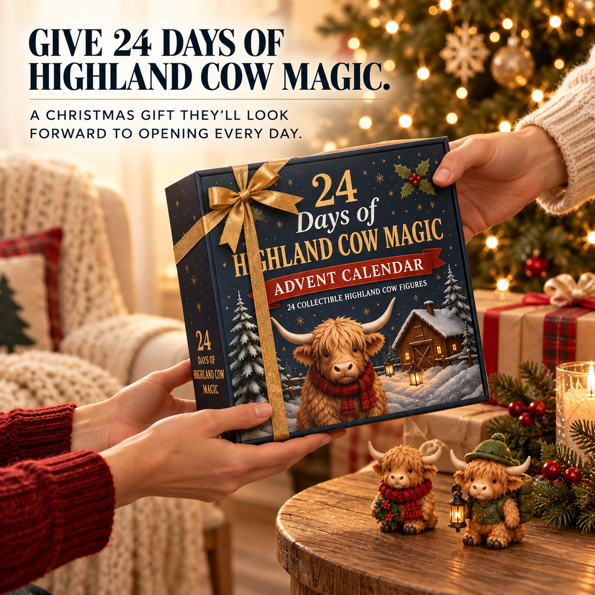 ❤️🐮 24-Day Highland Cow Advent Calendar – 24 Mini Collectible Surprises