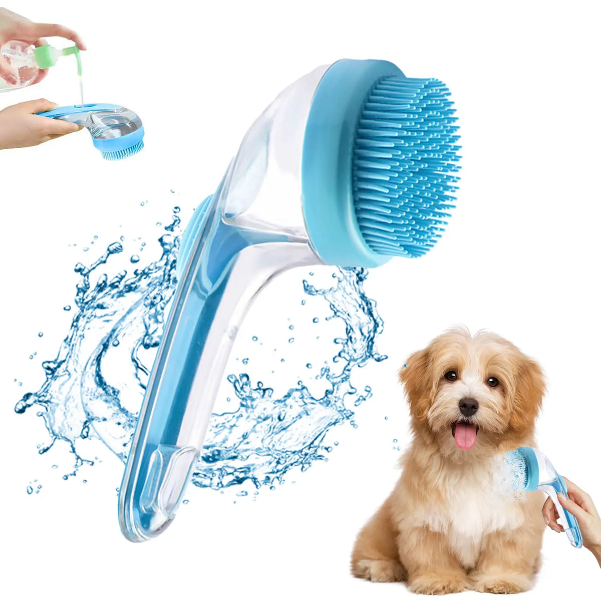 🐾 Pet Shampoo Dispenser & Grooming Brush, Suitable for Dogs & Cats, Gentle Massage Tool