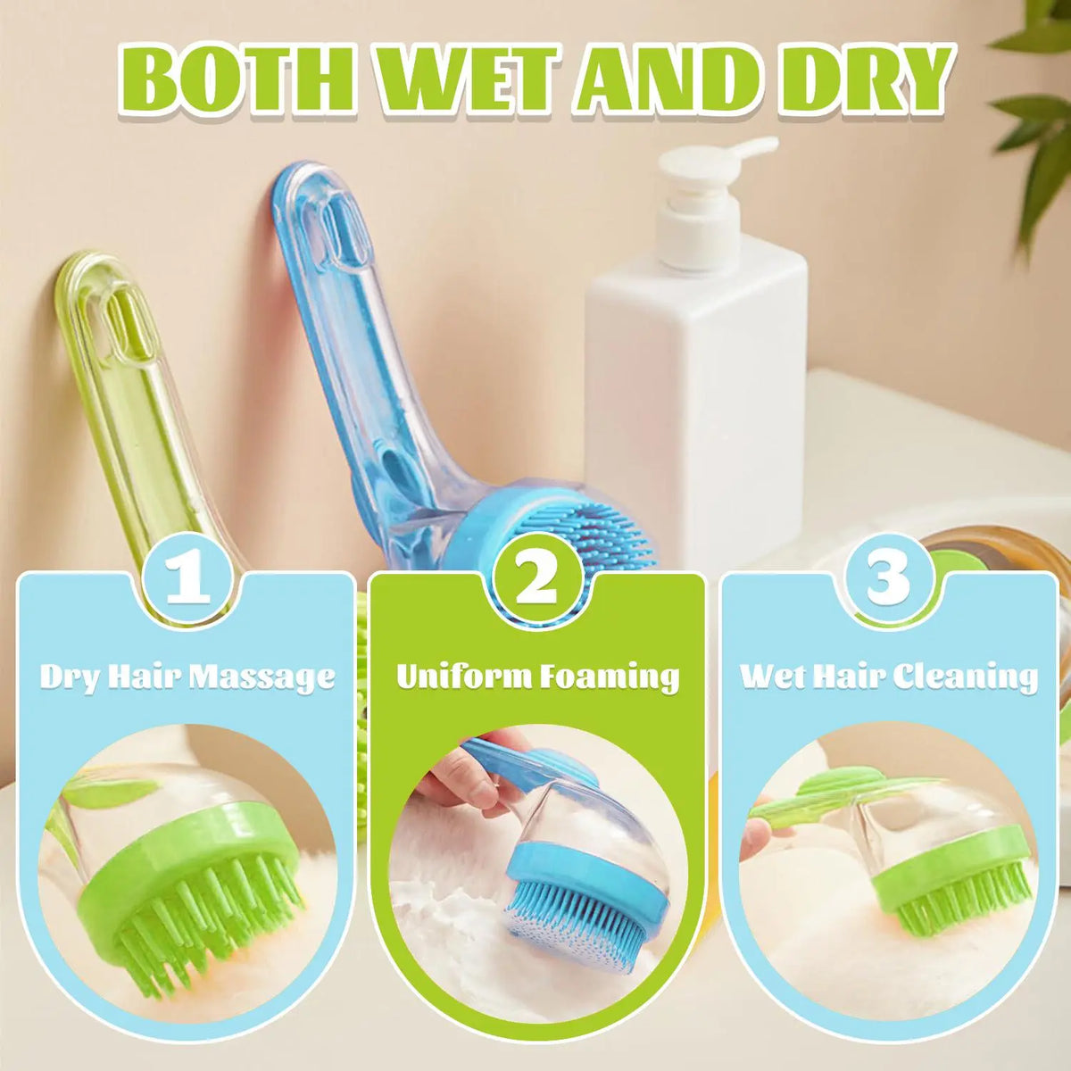 🐾 Pet Shampoo Dispenser & Grooming Brush, Suitable for Dogs & Cats, Gentle Massage Tool